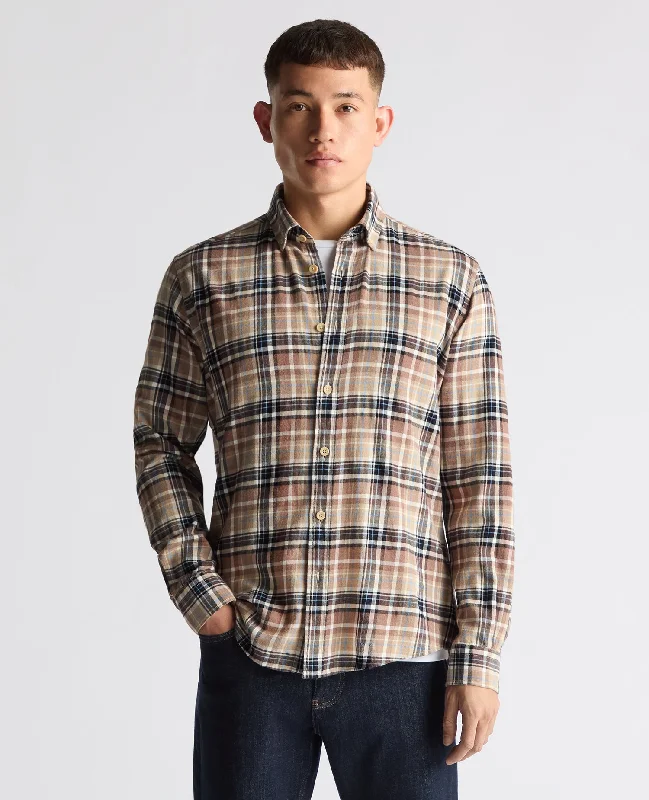 Tapered fit checked cotton shirt