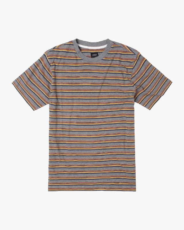 Midnight Sale Ramshackle Micro Stripe Tee - Grey Noise