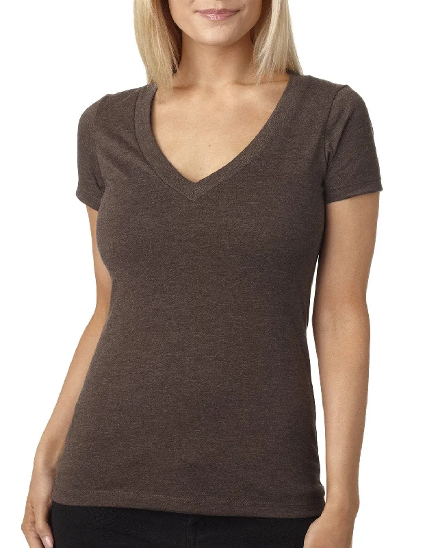 New Deals Next Level Ladies CVC Deep V-Neck Tee | Espresso