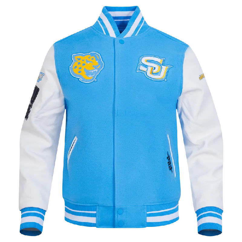 SOUTHERN UNIVERSITY CLASSIC RIB WOOL VARSITY JACKET (UNIVERSITY BLUE/WHITE)