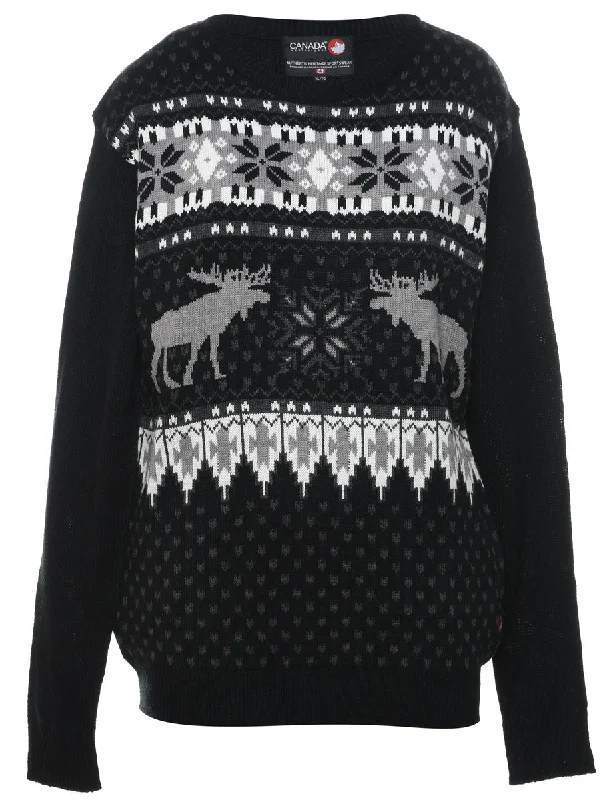 Midnight Madness Black Nordic Jumper - XL