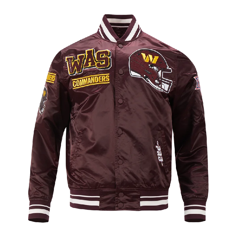 Weekend Bargains to Relish NFL WASHINGTON COMMANDERS MASHUP MEN'S RIB SATIN JACKET (WINE)