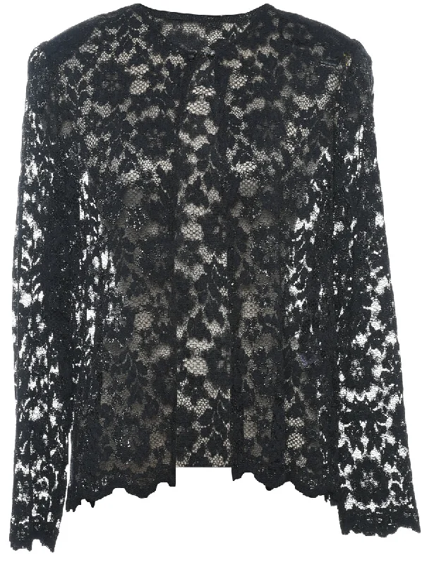 Black Lace Evening Jacket - M