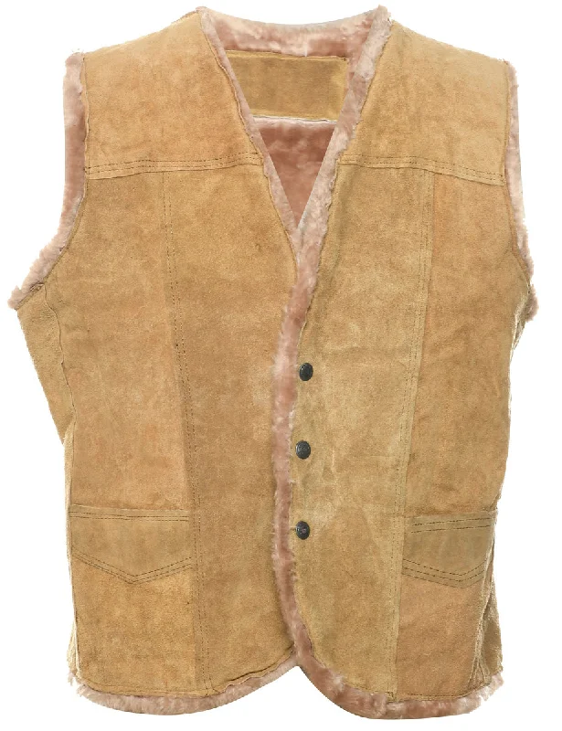 Bonus Offer Brown Suede Waistcoat - L