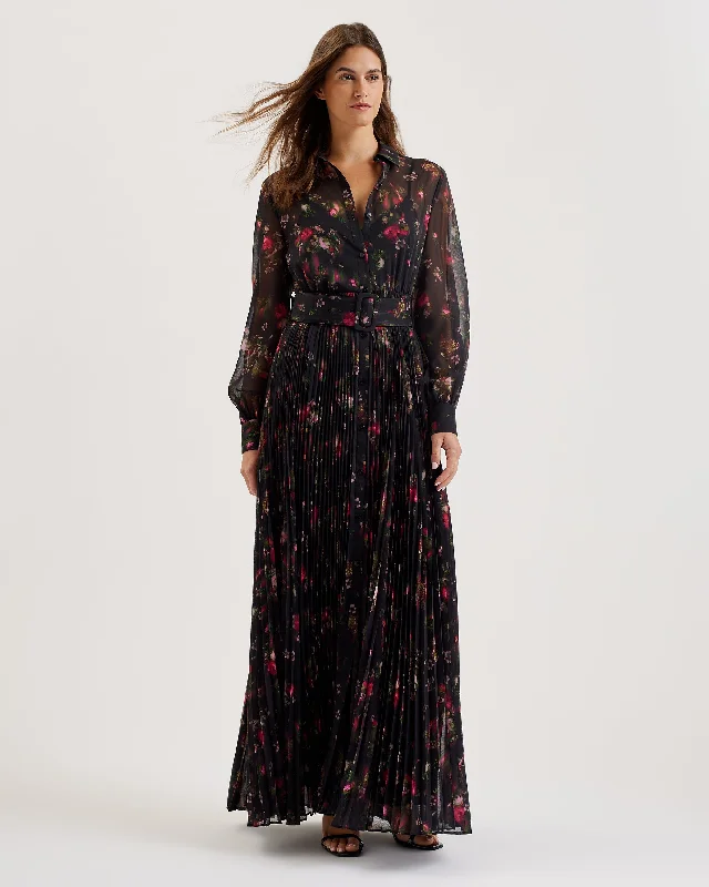 Discount Deals Ceiba Printed Maxi Shirt Dress Black