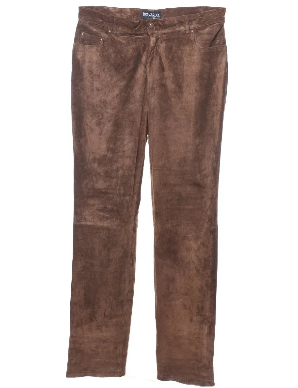 Big Savings Brown Suede Trousers - W35 L32