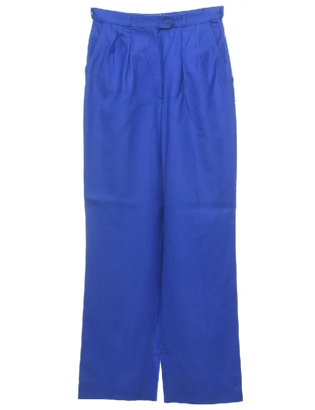 Weekend Deals to Make You Smile Blue Classic Vintage Pleated Trousers - W26 L30