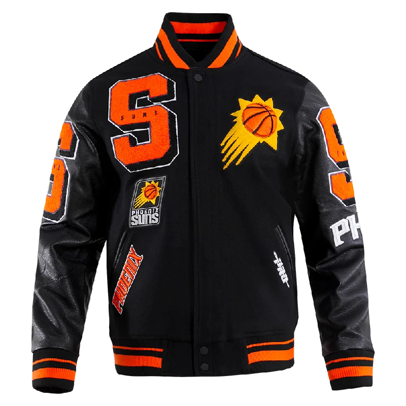 Stock Clearance NBA PHOENIX SUNS MASHUP MEN'S RIB WOOL VARSITY JACKET (BLACK)