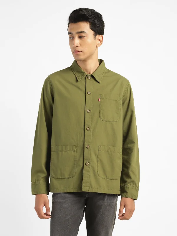 Weekend Offers That Thrill Men's Solid Full Sleeve Shacket