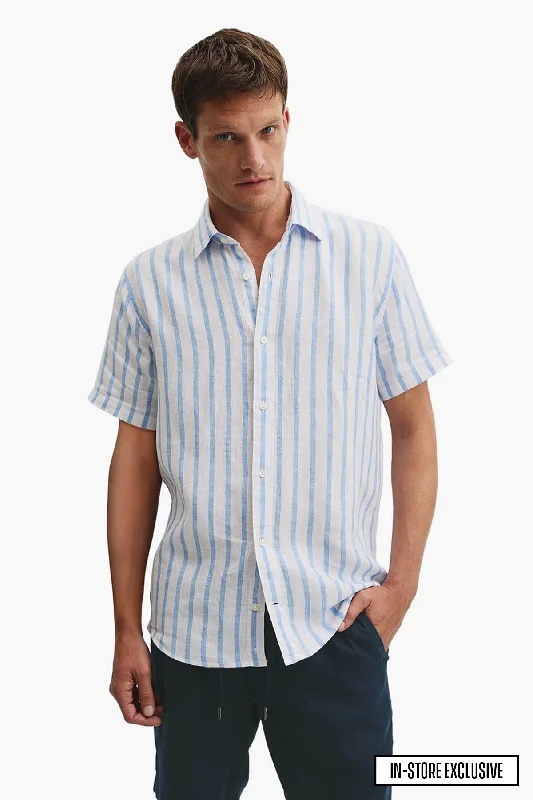 Country Road | Regular Fit Linen Stripe SS Shirt