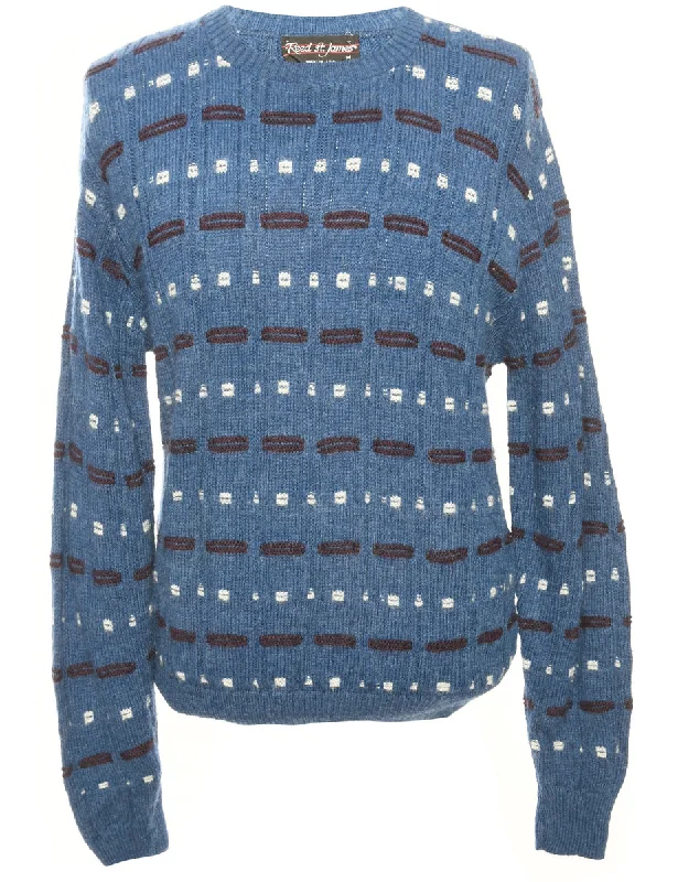Weekend Discounts to Snag Blue Patterned Jumper - M