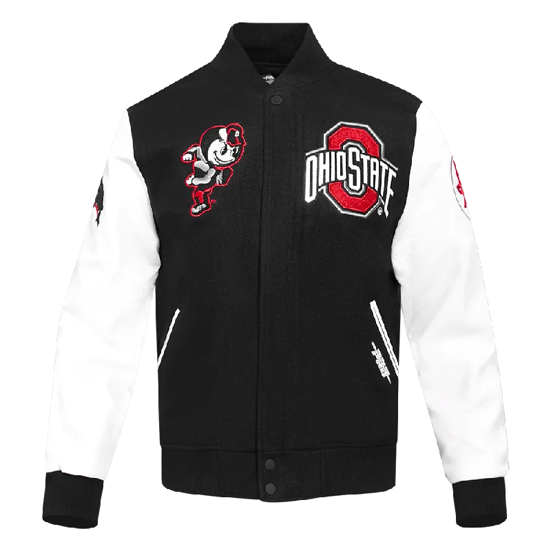 OHIO STATE UNIVERSITY CLASSIC MEN'S WOOL VARSITY JACKET (BLACK/WHITE)