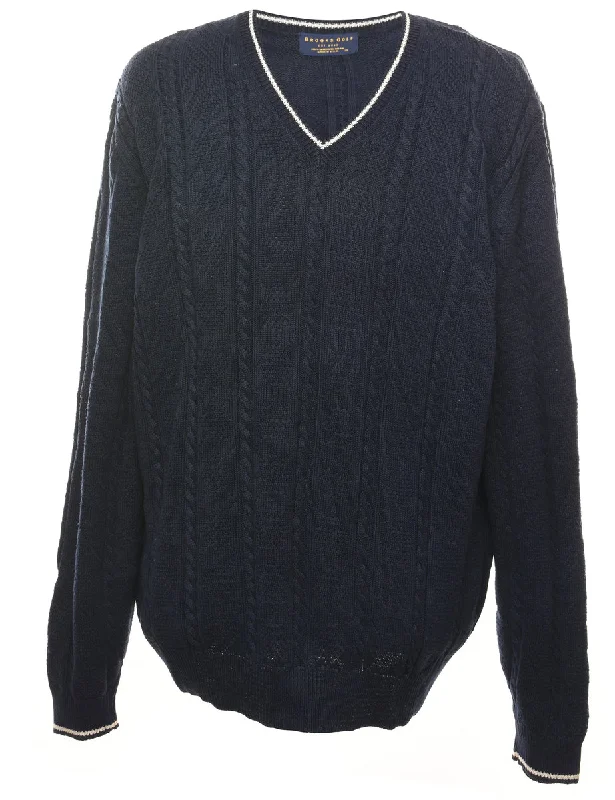 Closeout Deal Cable Knit Navy Jumper - XL