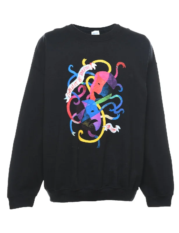 Black & Multi-Colour Theatre Design Sweatshirt - XL