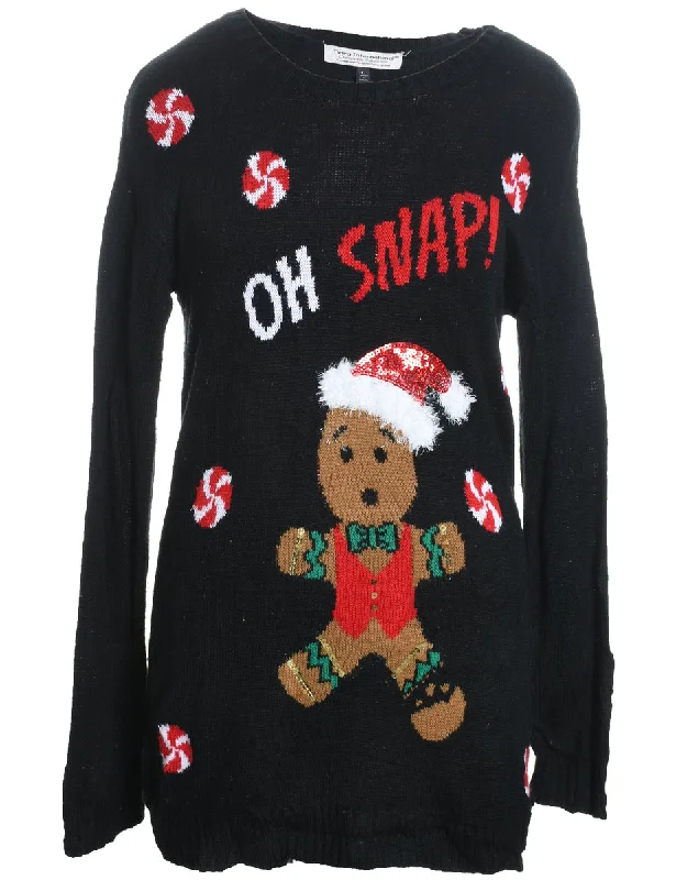 Black Christmas Jumper - L