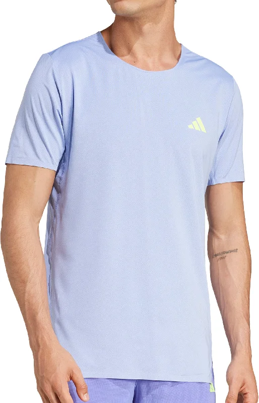 Super Bargain adidas Adizero Short Sleeve Mens Running Top - Blue