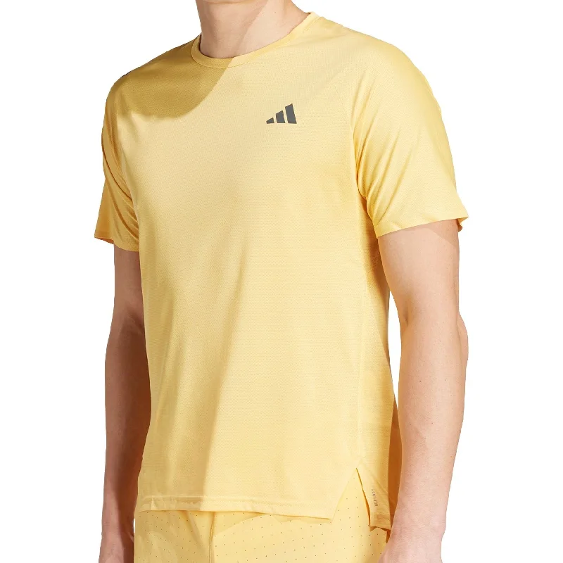Weekend Extravaganza: Shop Now adidas Adizero Short Sleeve Mens Running Top - Yellow