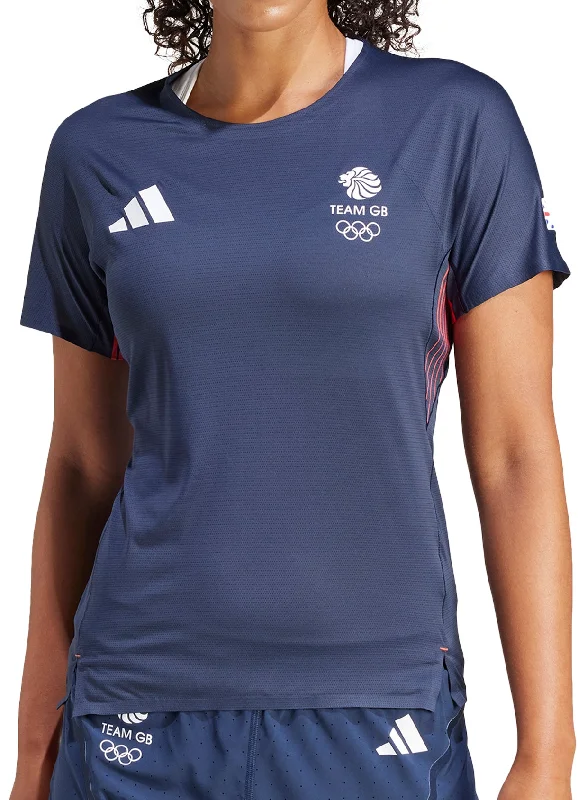 Amazing Deals adidas Adizero Team GB Short Sleeve Womens Running Top - Blue