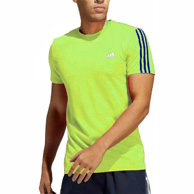 Early Access adidas AeroReady 3 Stripes Short Sleeve Mens Running Top - Green