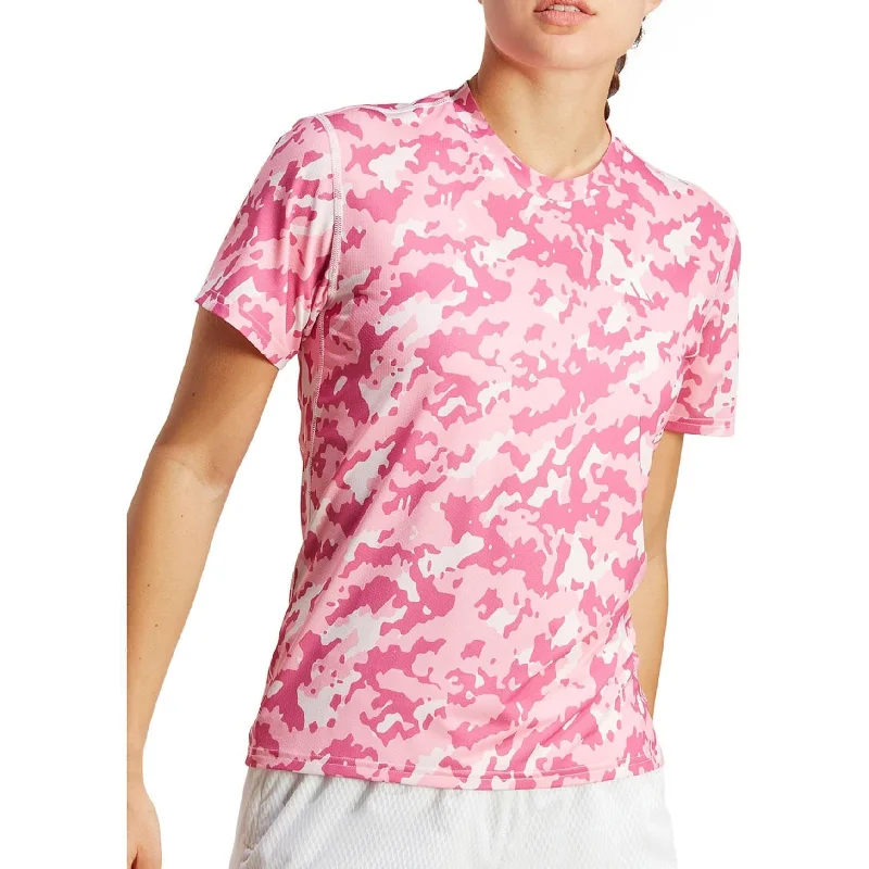 Today's Special adidas Own The Run Camo Short Sleeve Womens Running Top - Pink