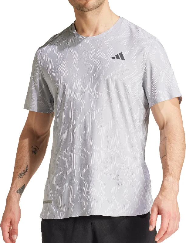 Savings Galore adidas Ultimate Engineered Short Sleeve Mens Running Top - Grey