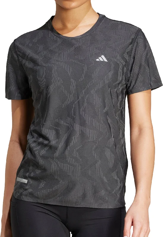 Seasonal Clearance adidas Ultimate HEAT.RDY Engineered Short Sleeve Womens Running Top - Black