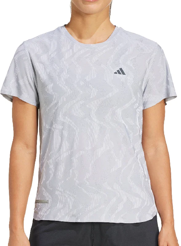 Sneak Peek Sale adidas Ultimate HEAT.RDY Engineered Short Sleeve Womens Running Top - Grey