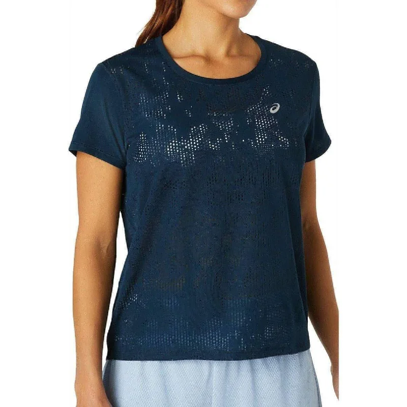 Shop and Save Asics Ventilate Short Sleeve Womens Running Top - Navy
