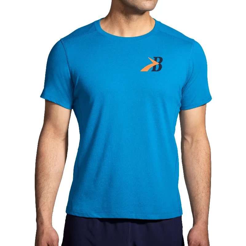 Huge Savings Brooks Distance 2.0 Short Sleeve Mens Running Top - Blue