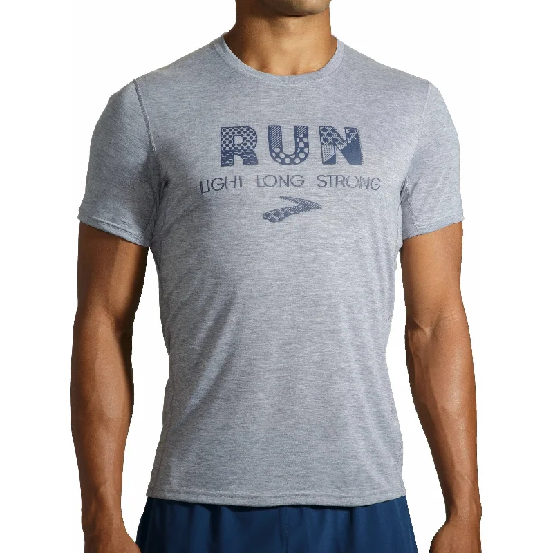 Overstock Brooks Distance Graphic Short Sleeve Mens Running Top - Grey