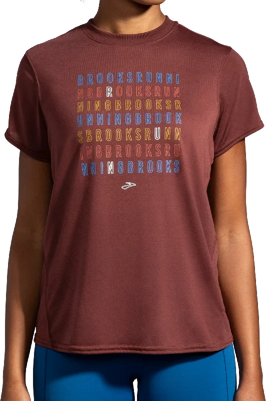 Weekend Savings Bonanza Brooks Distance Graphic Short Sleeve Womens Running Top - Red