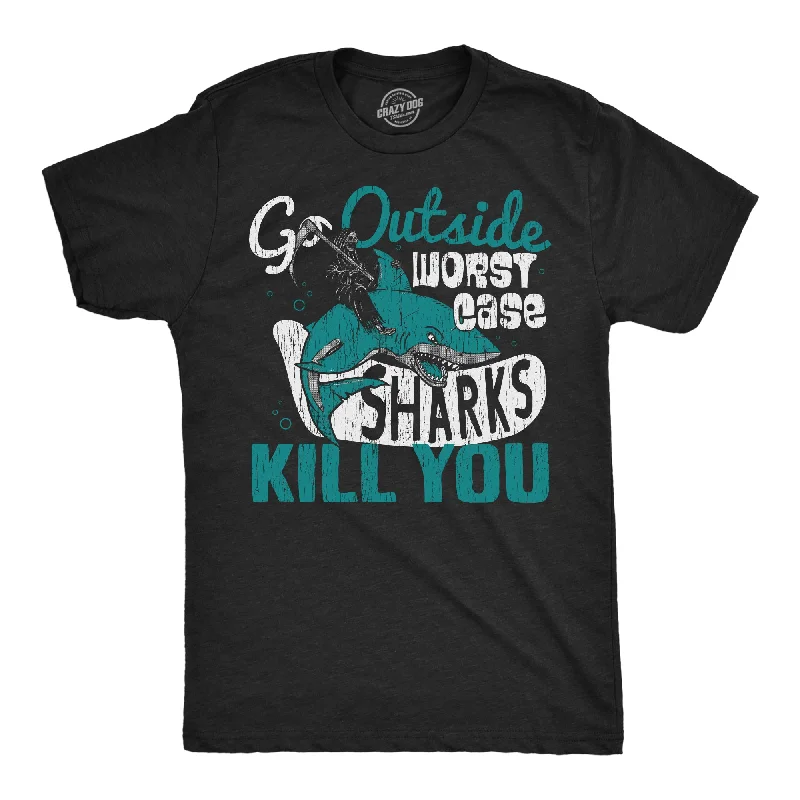 Inventory Reduction Go Outside Worst Case Sharks Kill You Men's T Shirt