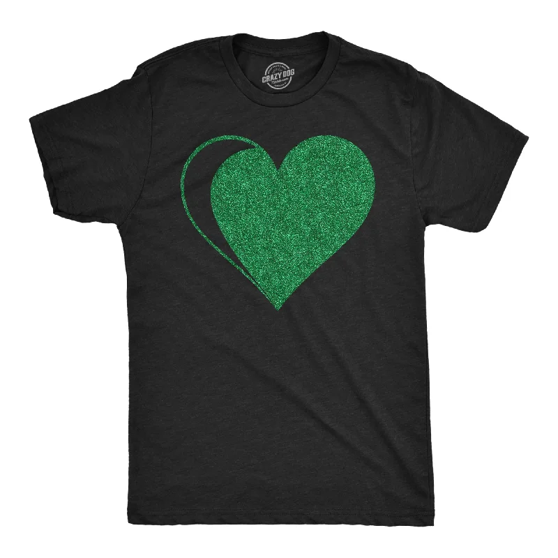Weekend Savings Spectacular Green Glitter Heart Men's T Shirt