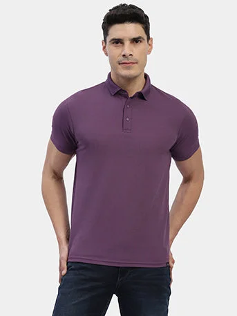 Crazy Deal Hummel Men Purple Swift Sports Polo Collar Tshirt