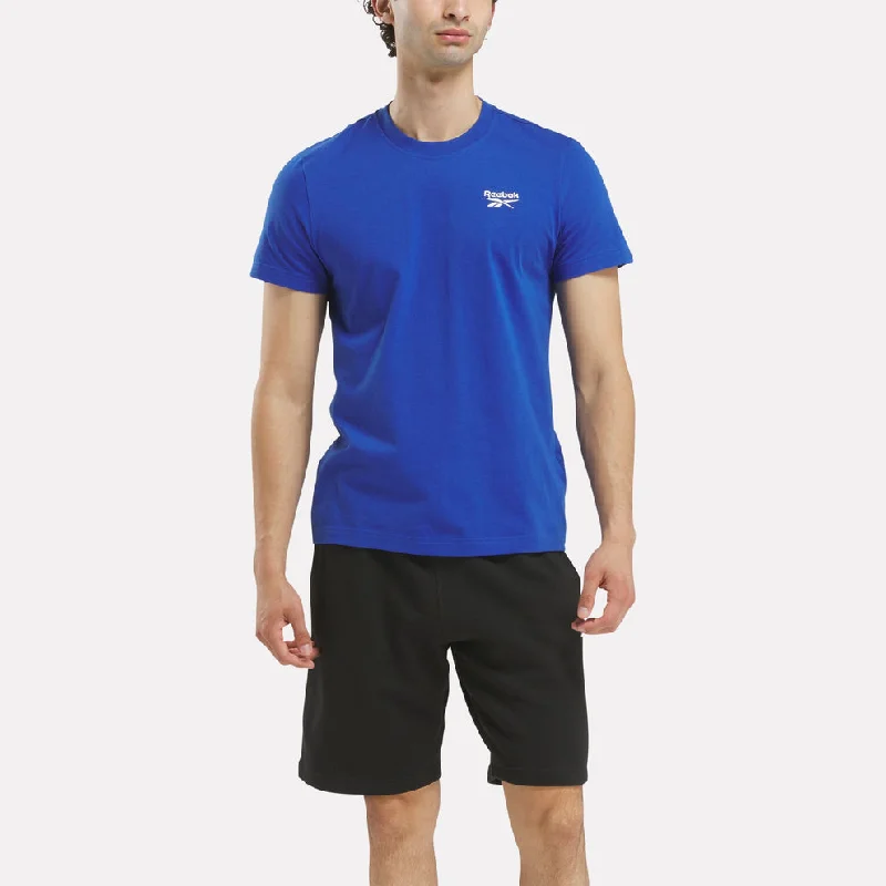 Closeout Sale REEBOK MEN'S IDENTITY SMALL LOGO BLUE TEE