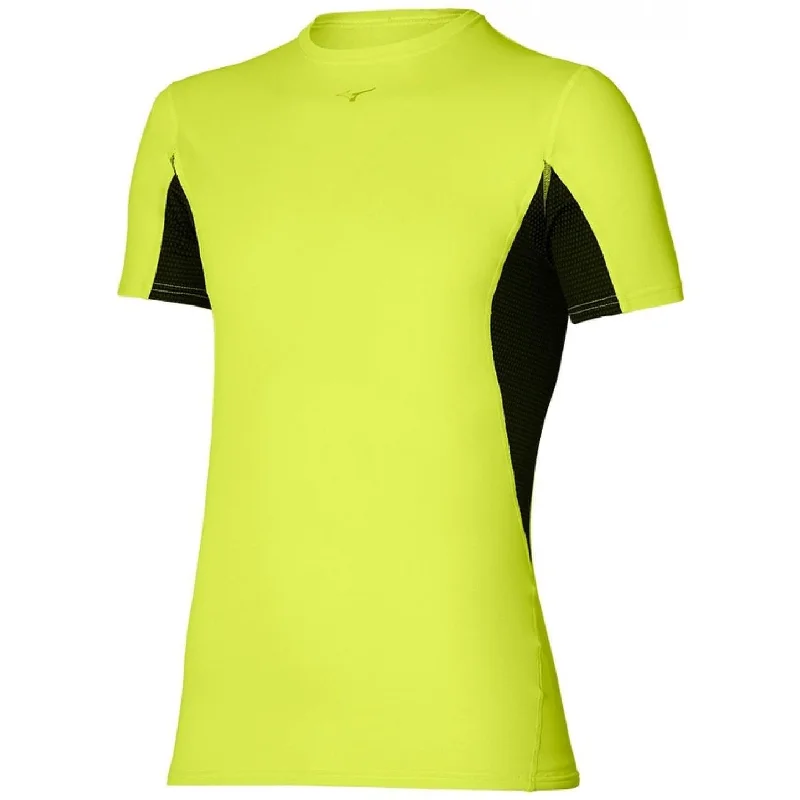 Hurry Up Mizuno Breath Thermo Mid-Light Weight Short Sleeve Mens Running Top - Yellow
