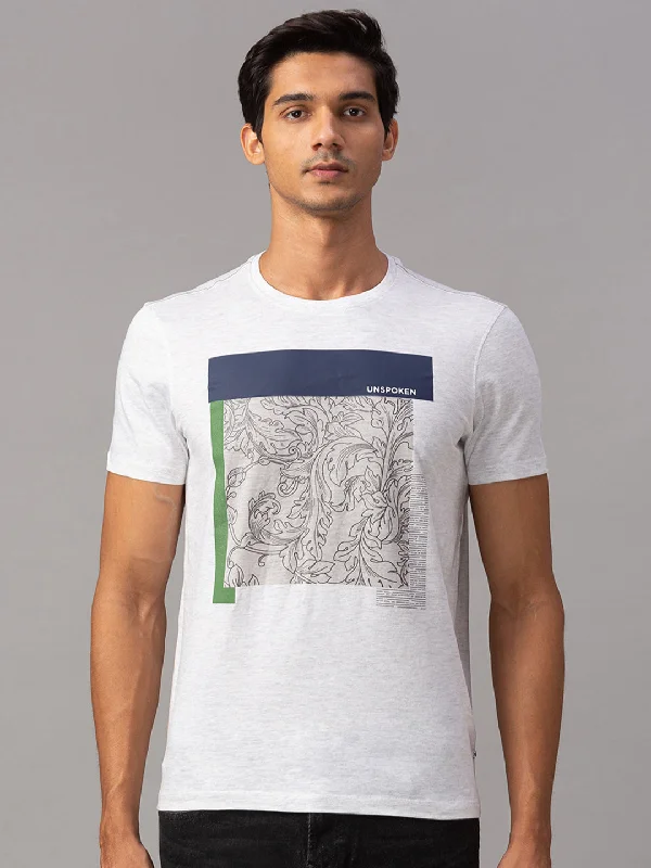 Discount Days Spykar Men Grey Cotton Slim Fit Round Neck T-Shirt