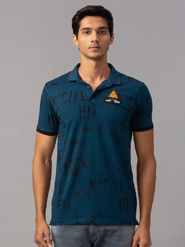 Blowout Sale Spykar Men Blue Cotton Slim Fit T-Shirt (Slim)