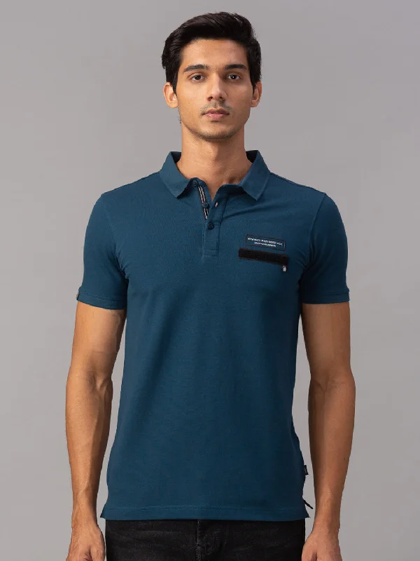 Markdown Madness Spykar Men Blue Cotton Slim Fit T-Shirt (Slim)