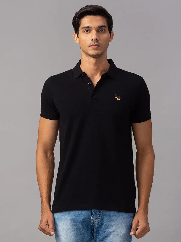 Special Buy Spykar Men Black Cotton Slim Fit T-Shirt (Slim)