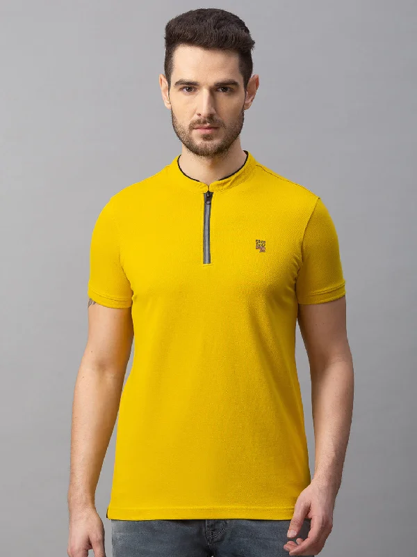 Grand Opening Sale Spykar Men Yellow Cotton Slim Fit M and arin T-Shirt