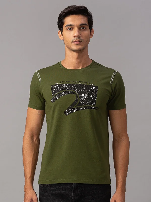 Stock Up and Save Spykar Men Green Cotton Slim Fit Round Neck T-Shirt