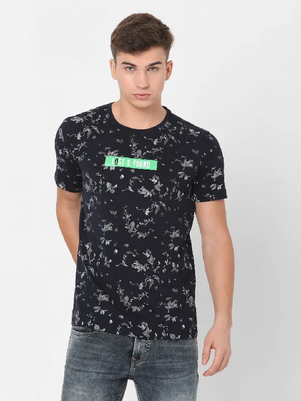 Take Advantage Spykar Men Blue Cotton Slim Fit Round Neck T-Shirt