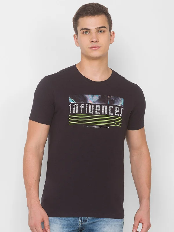 Weekend Offers That Sizzle Spykar Men Grey Cotton Slim Fit Round Neck T-Shirt