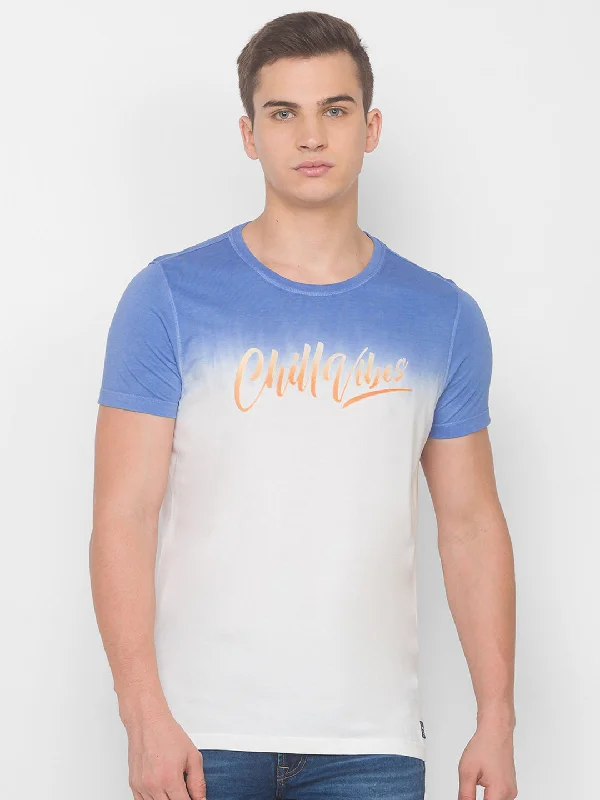 Value Deals Spykar Men Blue Cotton Slim Fit Round Neck T-Shirt