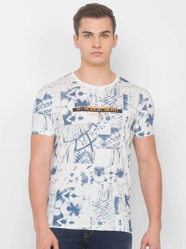 Super Sale Spykar Men Beige Cotton Slim Fit Round Neck T-Shirt