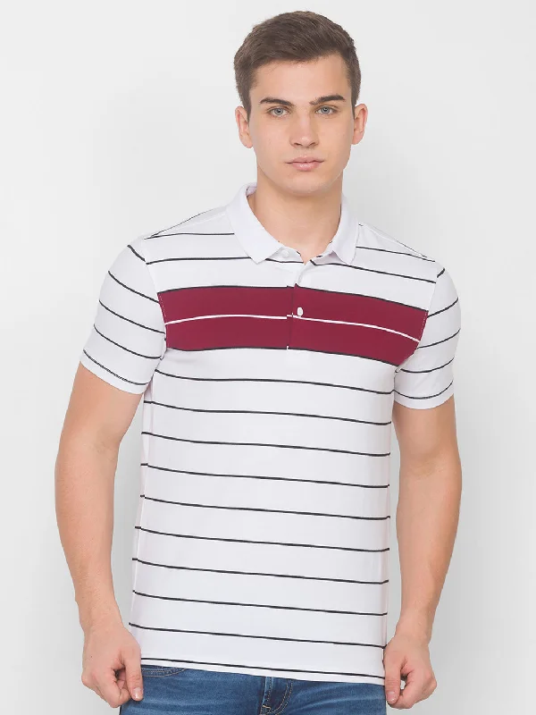 Price Break Spykar Men White Cotton Slim Fit Round Neck T-Shirt