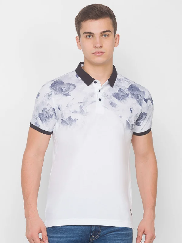 Exclusive Preview Spykar Men White Cotton Slim Fit Round Neck T-Shirt