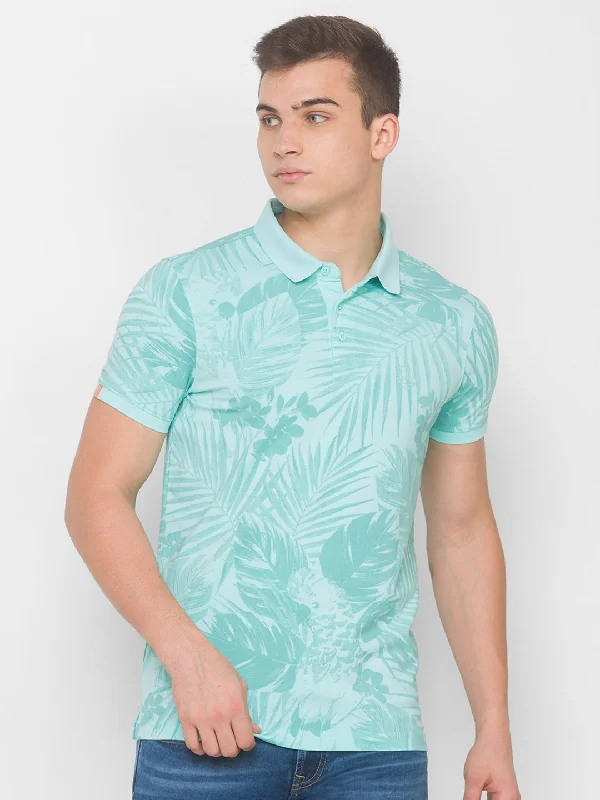 Instant Savings Spykar Men Blue Cotton Slim Fit Round Neck T-Shirt