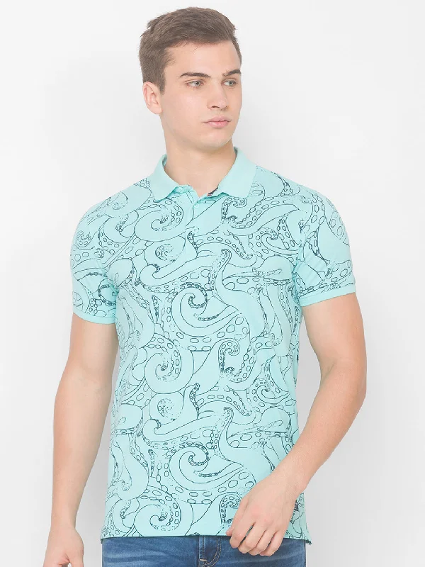 Weekend Flash Sale Spykar Men Blue Cotton Slim Fit Round Neck T-Shirt